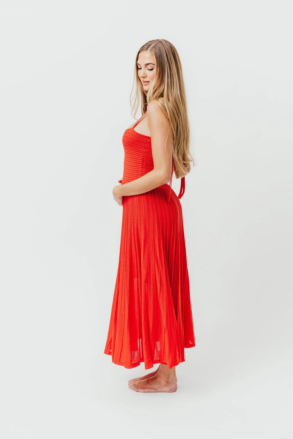 Holly Mixed Media Midi Dress in Poppy *Final-Sale* Smooth Wear Morning Wear