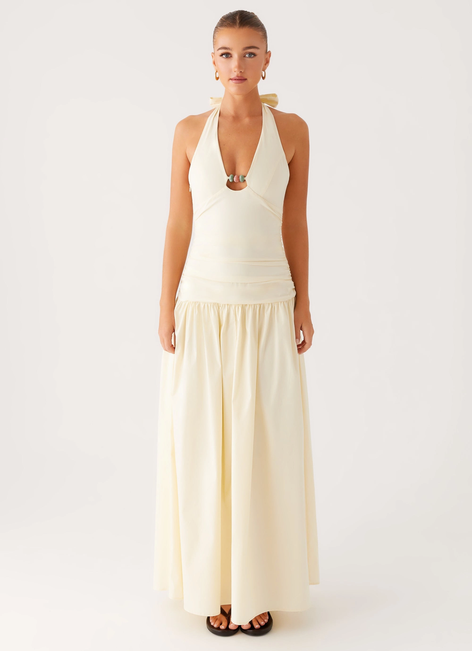 Val Maxi Dress - Lemon Adjustable-Straps Slender Look