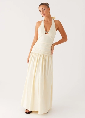 Boat-Neck Val Maxi Dress - Lemon