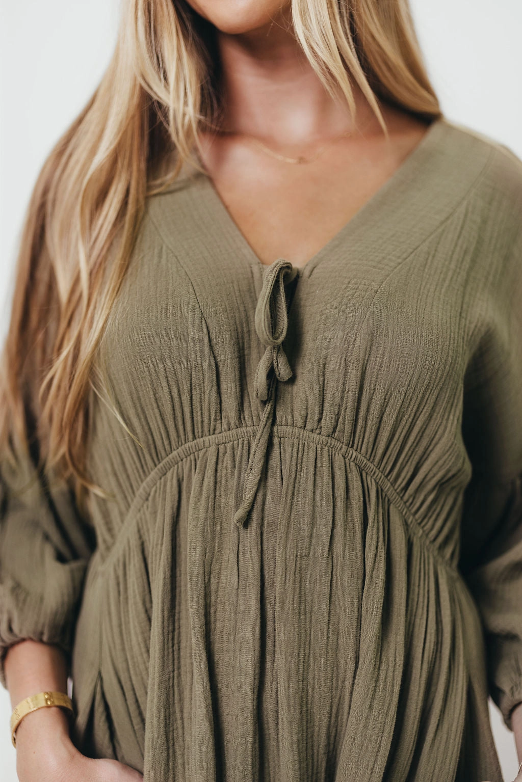 Night Appeal Happy Fit Hunter 100% Cotton Gauze Midi Dress in Green - Bump Friendly *9/22 PRE-ORDER*