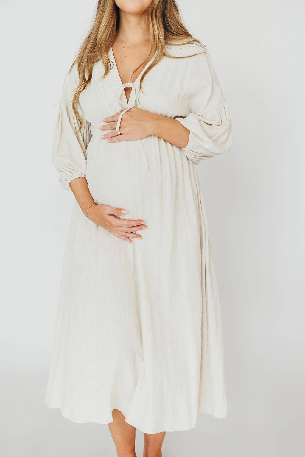 Hunter 100% Cotton Gauze Midi Dress in Soy - Bump Friendly *9/22 PRE-ORDER* Sleek and Simple