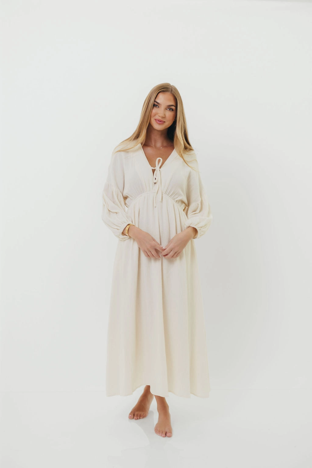 Travel Edge Casual maxi dress Hunter 100% Cotton Gauze Midi Dress in Soy - Bump Friendly *9/22 PRE-ORDER*