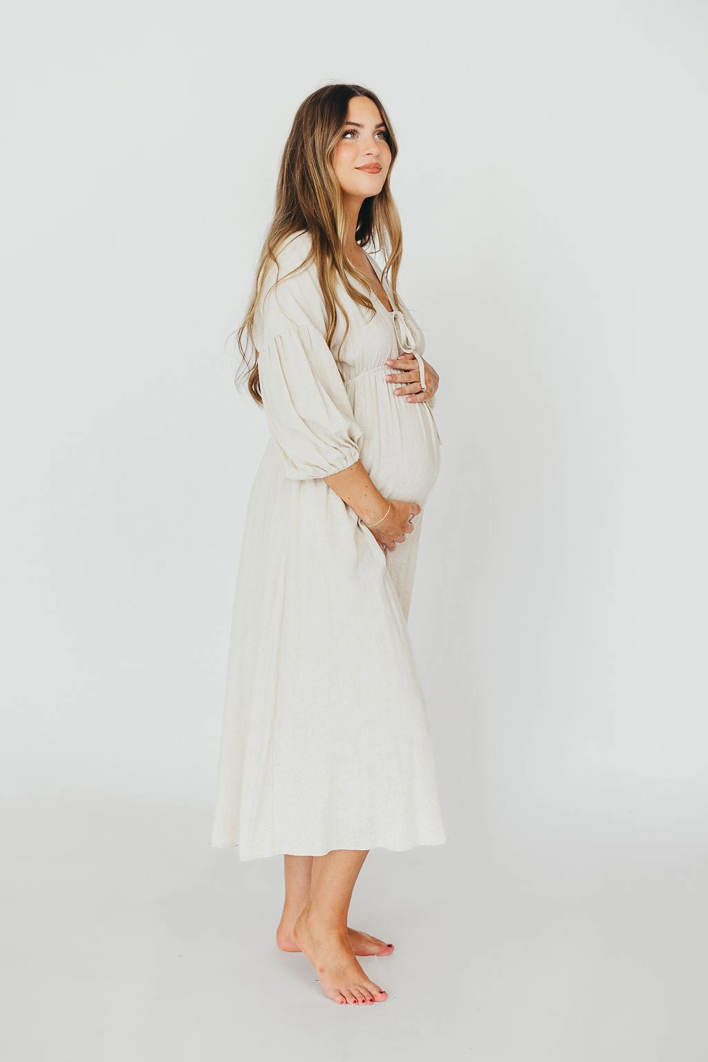 Timeless elegance Hunter 100% Cotton Gauze Midi Dress in Soy - Bump Friendly *9/22 PRE-ORDER*