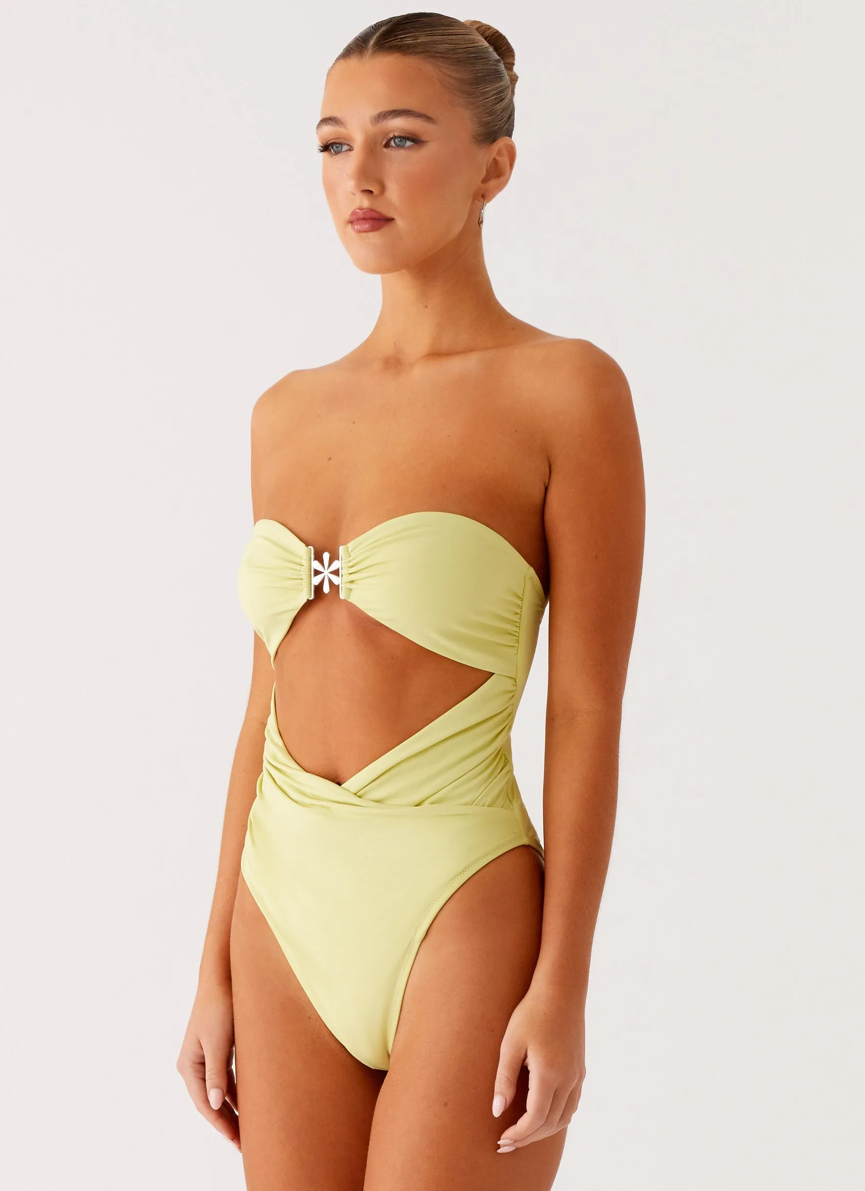 Travel Essential Low Profile Zipper Ocean Tempest One Piece Swimsuit - Lime