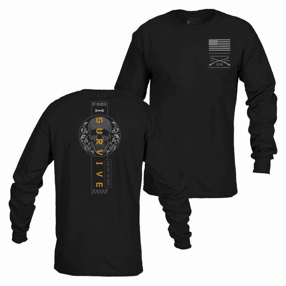 I Survive Long Sleeve - Black Hip hop Running - wear