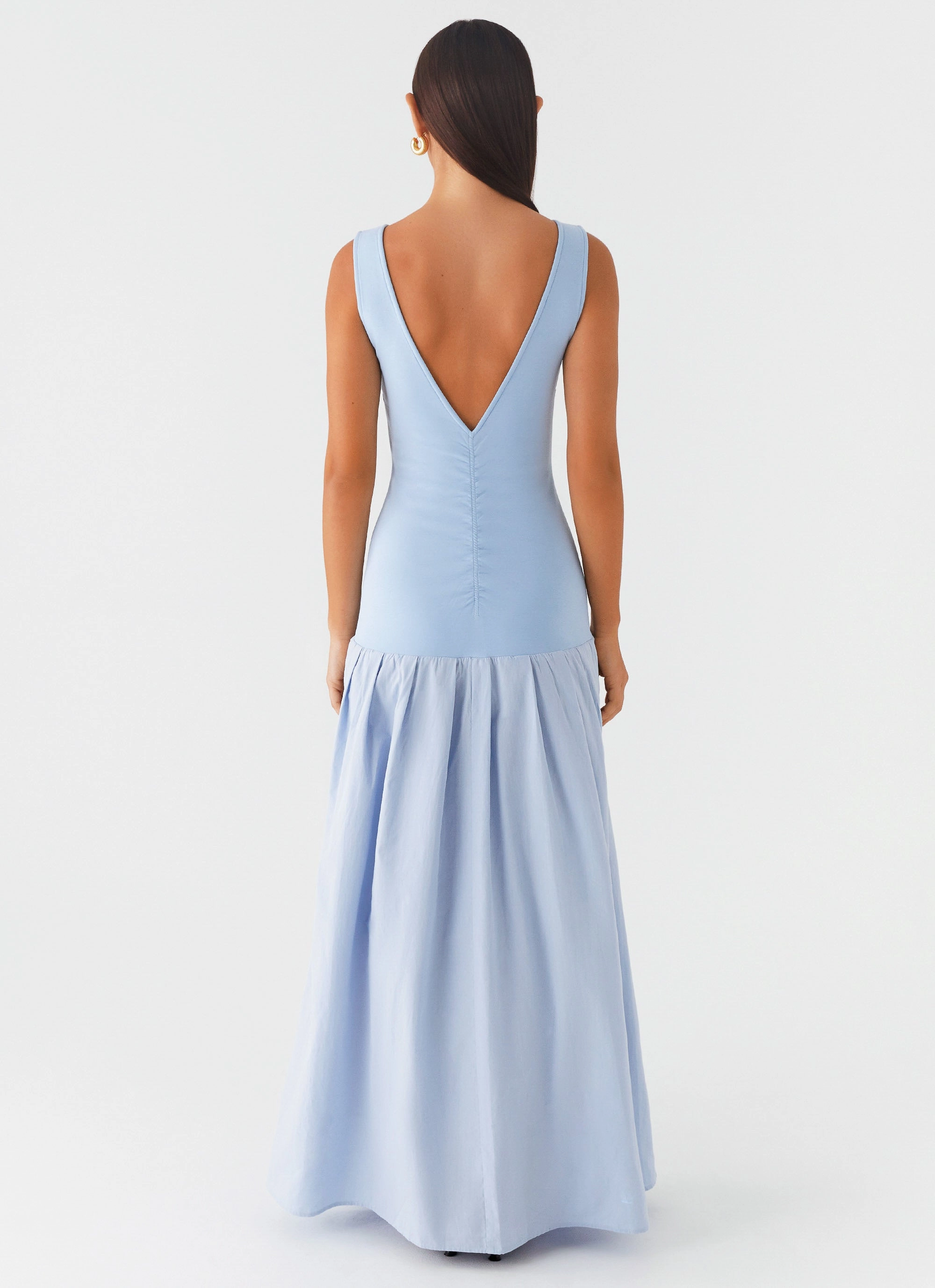 Jaxon Maxi Dress - Blue Off-Shoulder Smile Soft