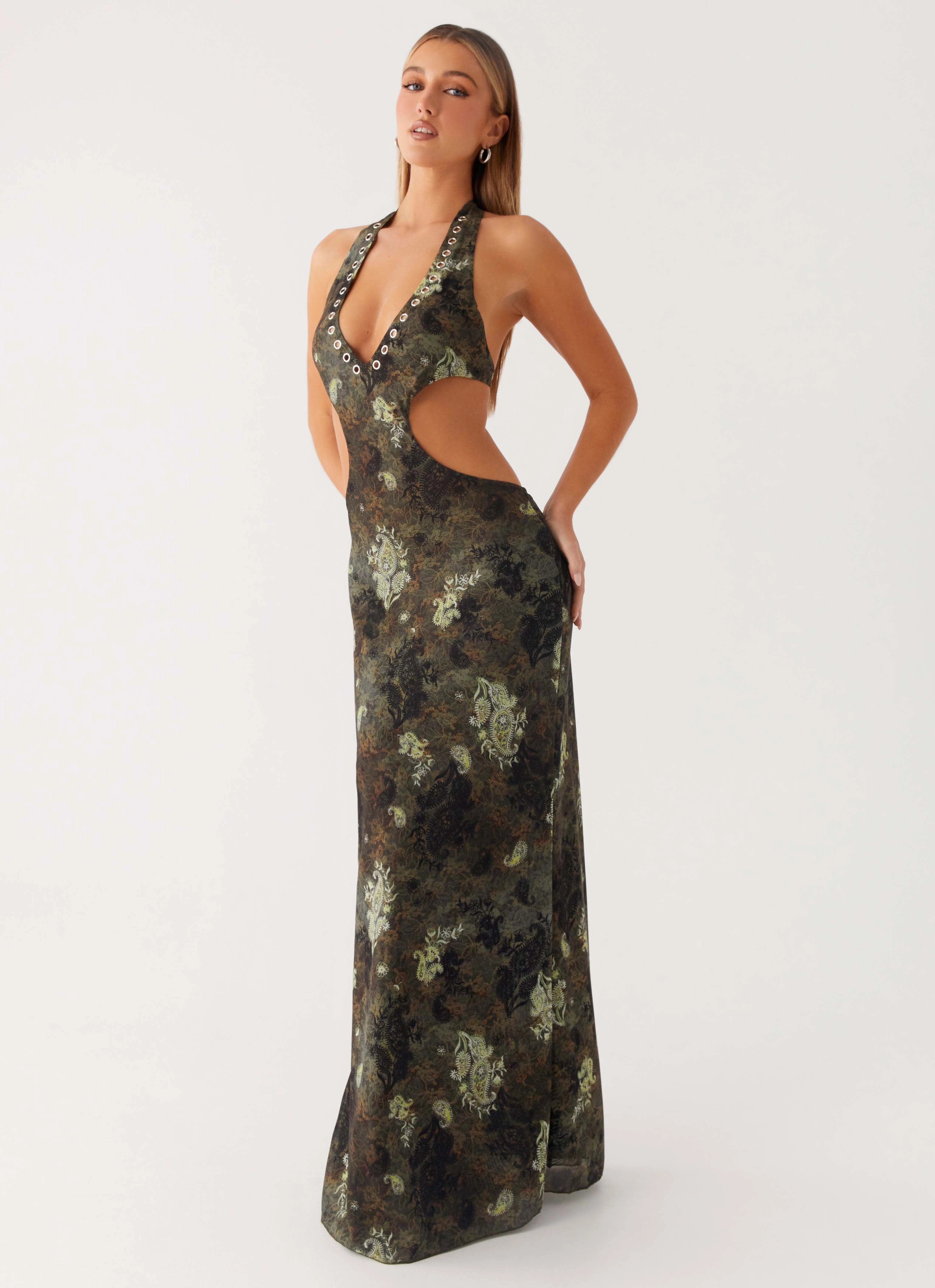 Day Glow French Vibe Indra Maxi Dress - Cyber Floral