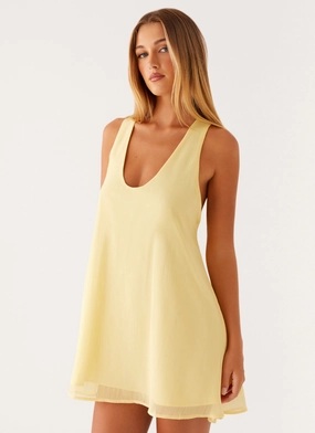 Industry Mini Dress - Pastel Yellow Understated Glam