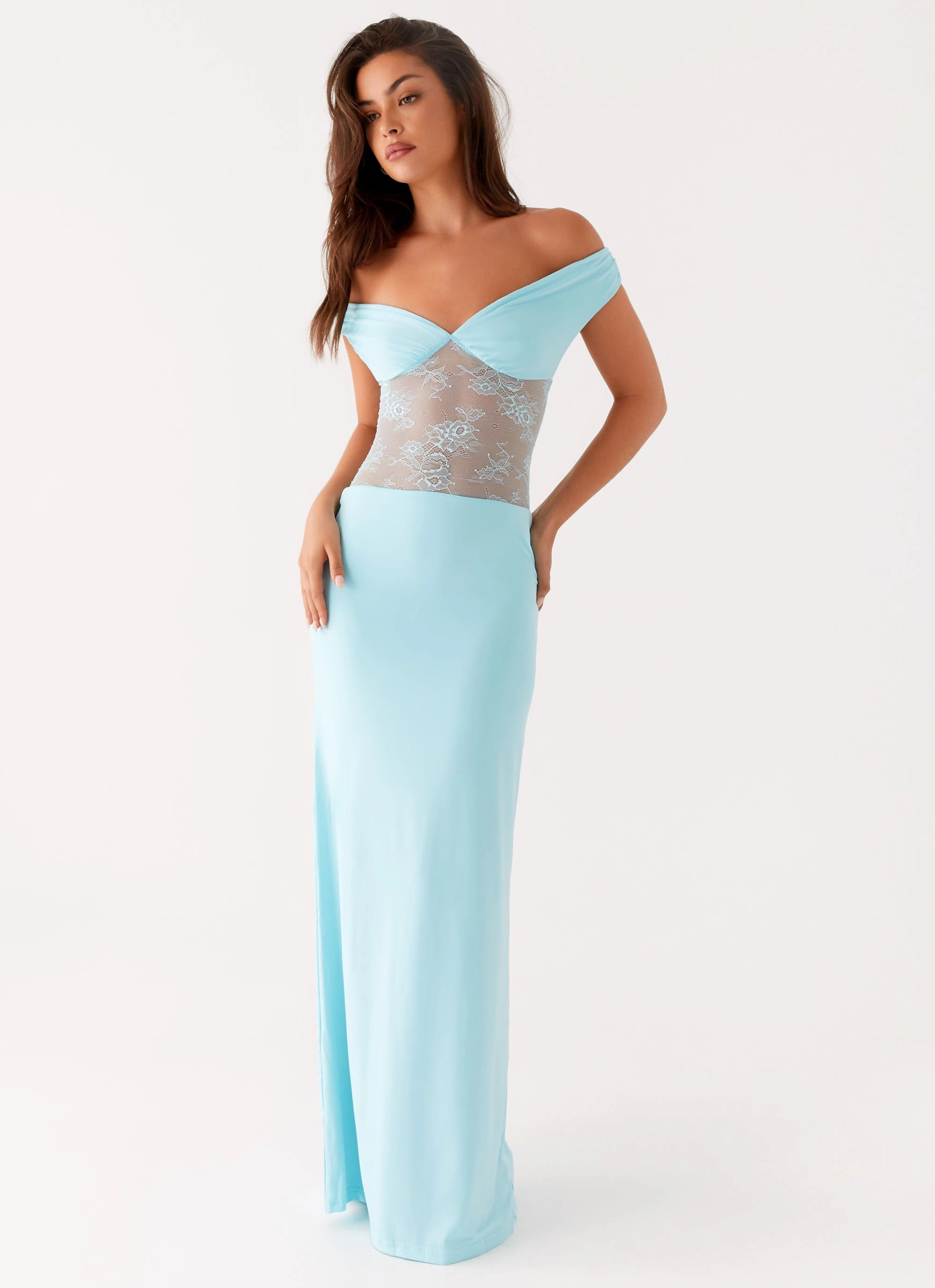 Bold colors Infatuation Lace Maxi Dress - Turquoise