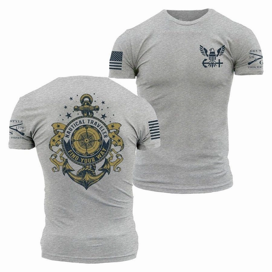 outdoor concert Seasonal Outfit USN - Nautical Traveler T-Shirt - Athletic Heather