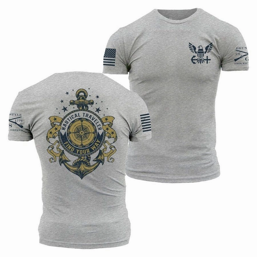 Classic Wearable Lightweight Style USN - Nautical Traveler T-Shirt - Athletic Heather