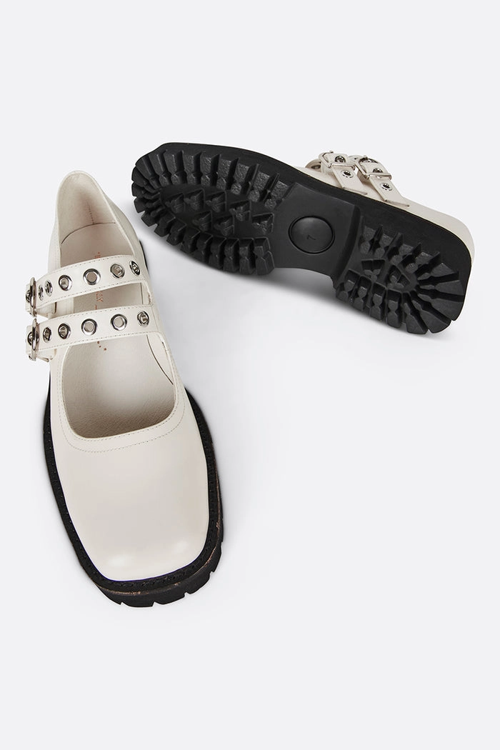 Intentionally Blank Vero Mary Jane in Cream Box Leather Evening Pumps