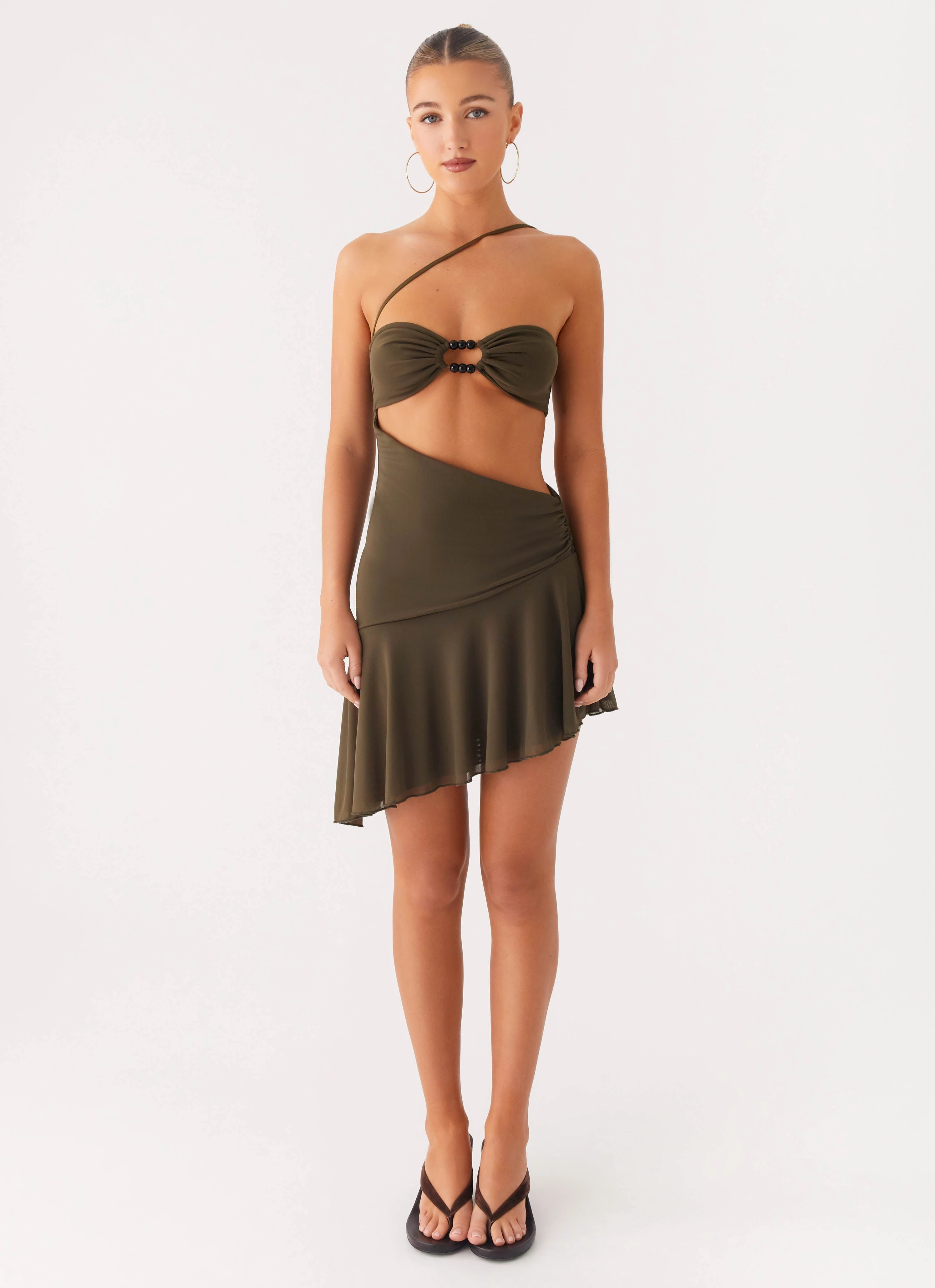 Islander Mini Dress - Khaki Practical work-to-play piece Wedding guest