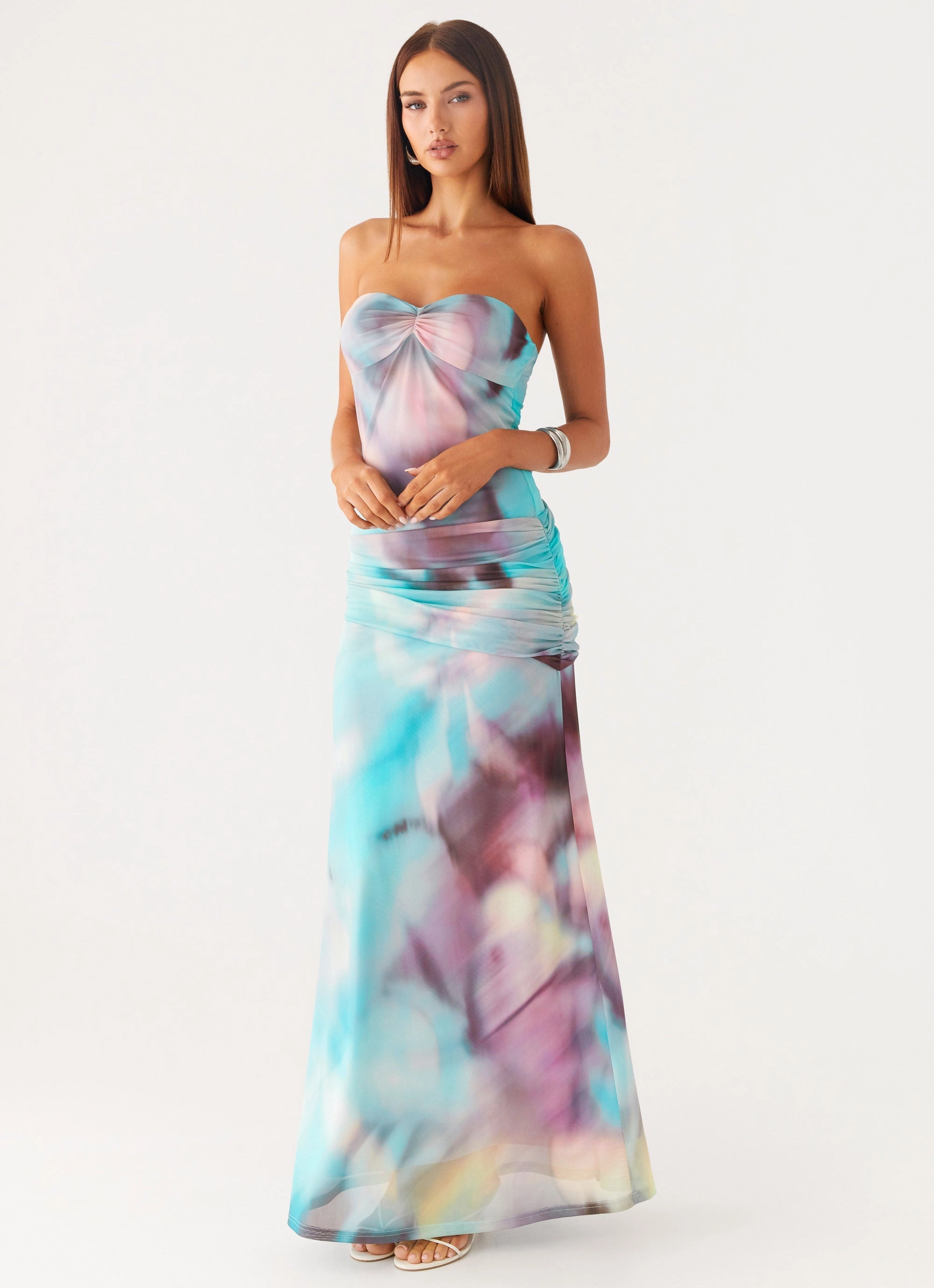 Isle Escape Mesh Maxi Dress - Sea Splash Heart Glow
