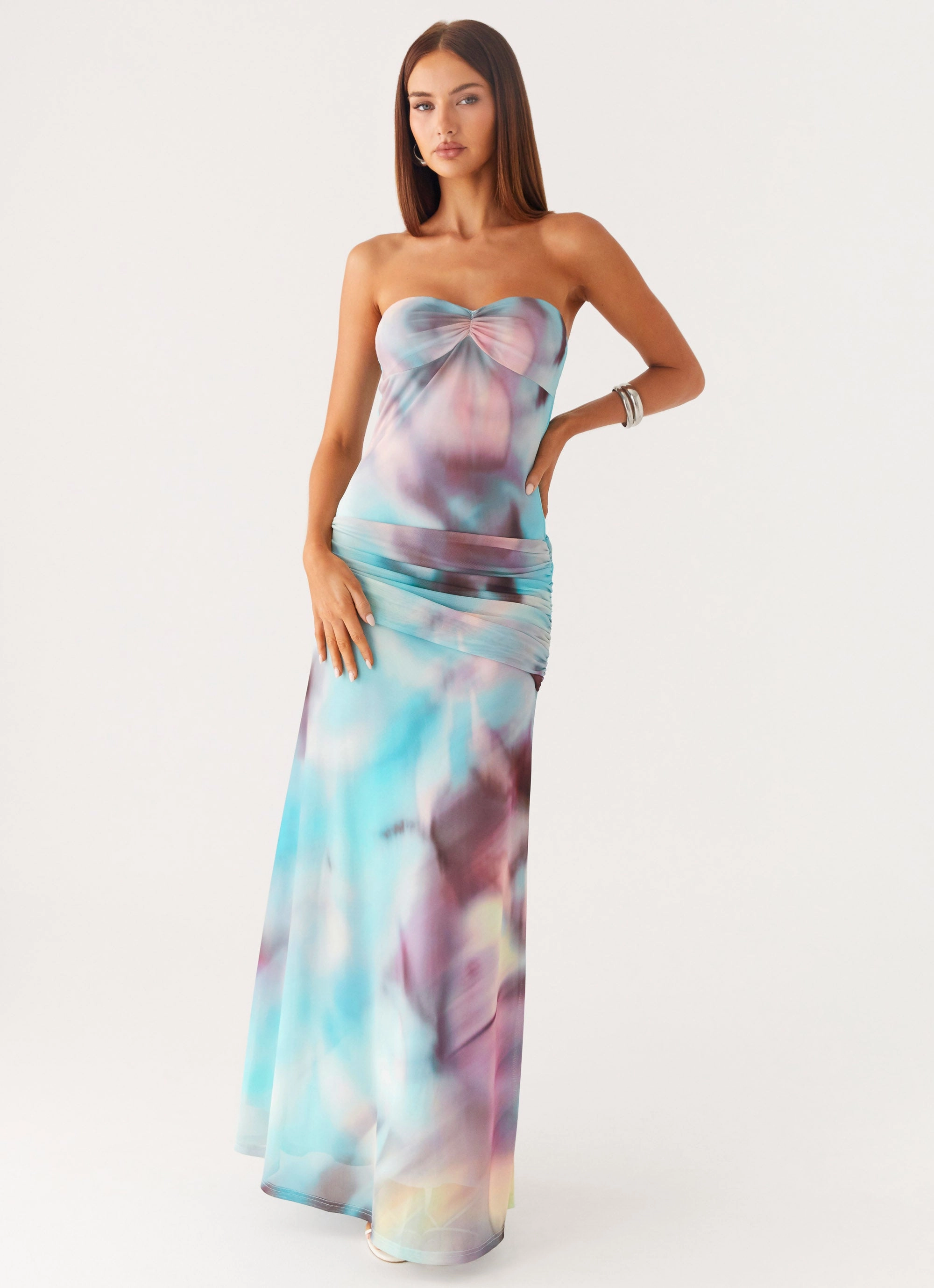Weekend Ready Work Ease Isle Escape Mesh Maxi Dress - Sea Splash