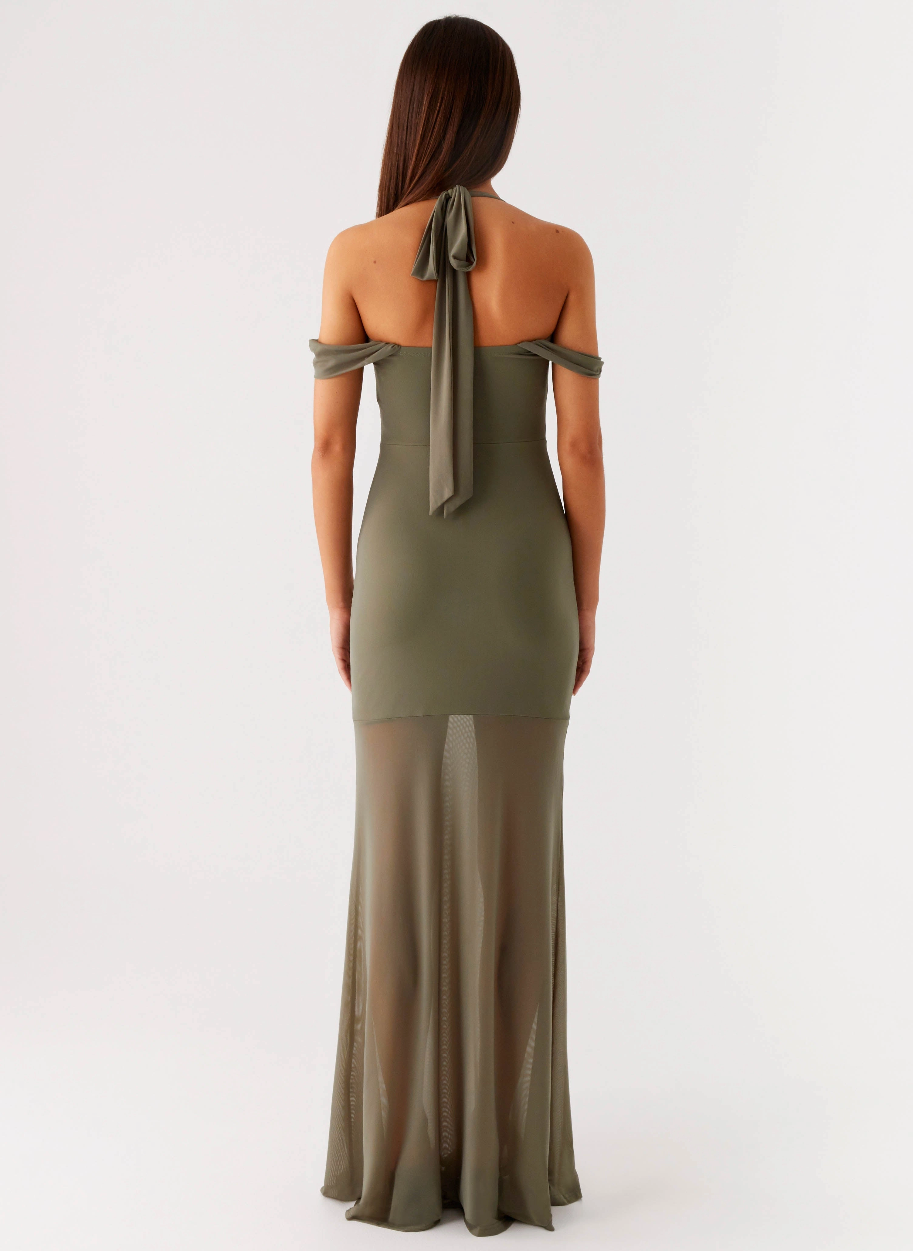Ivy Lane Maxi Dress - Olive Printed-Fabric Layered Comfort Wear
