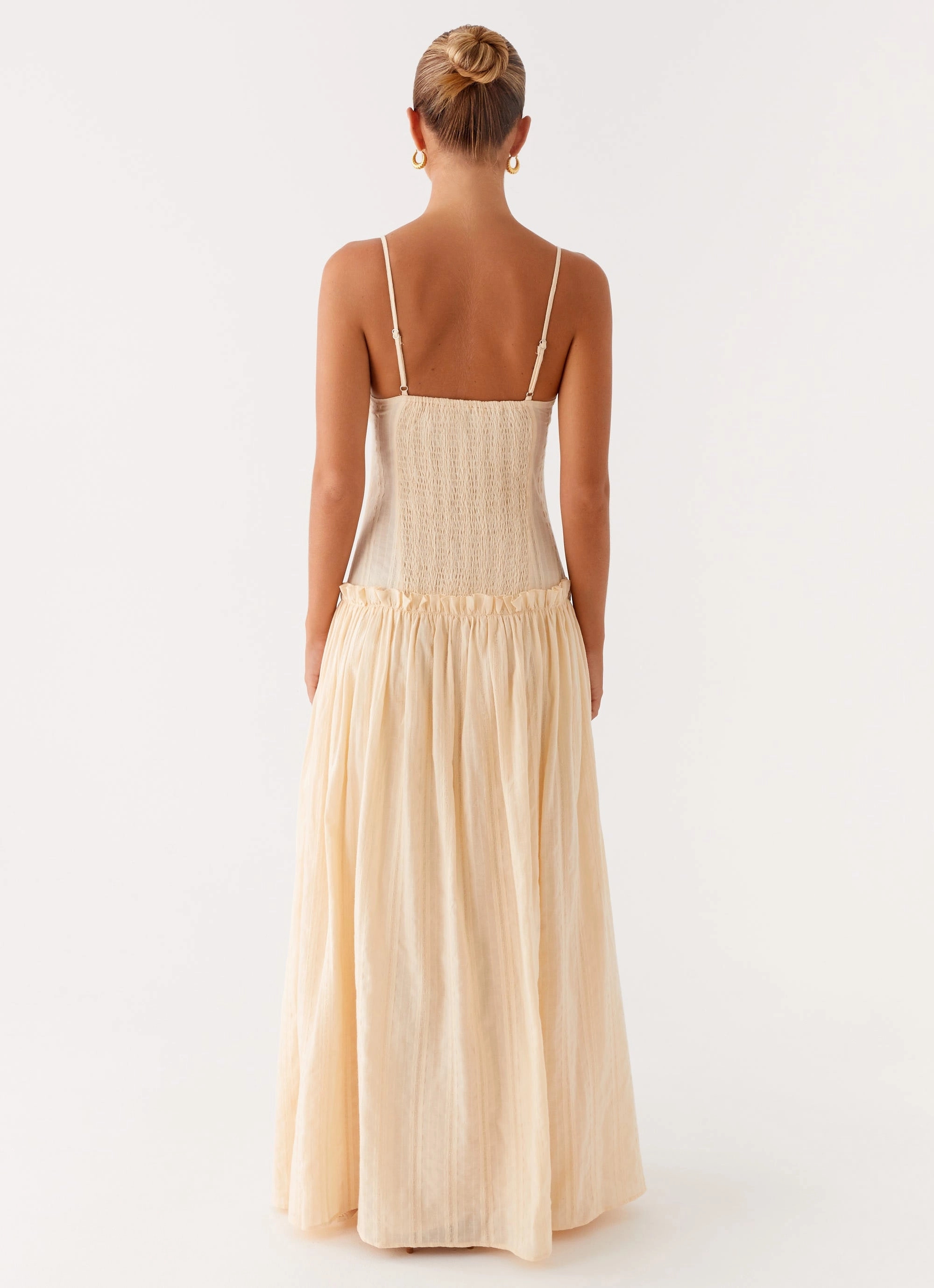 Jacinda Drop Waist Maxi Dress - Cream Soft Neutral