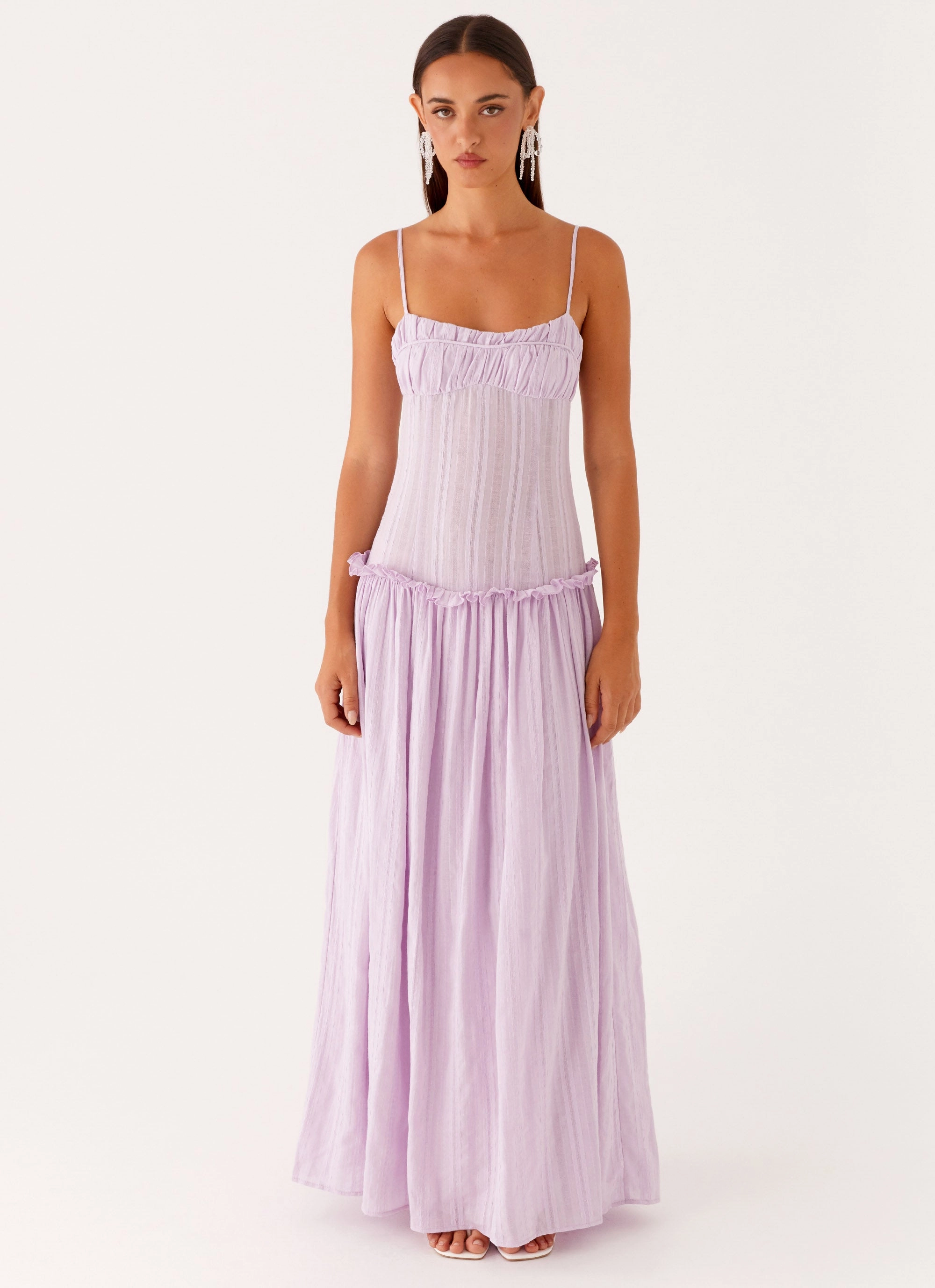 Jacinda Drop Waist Maxi Dress - Lavender Luxurious Feel