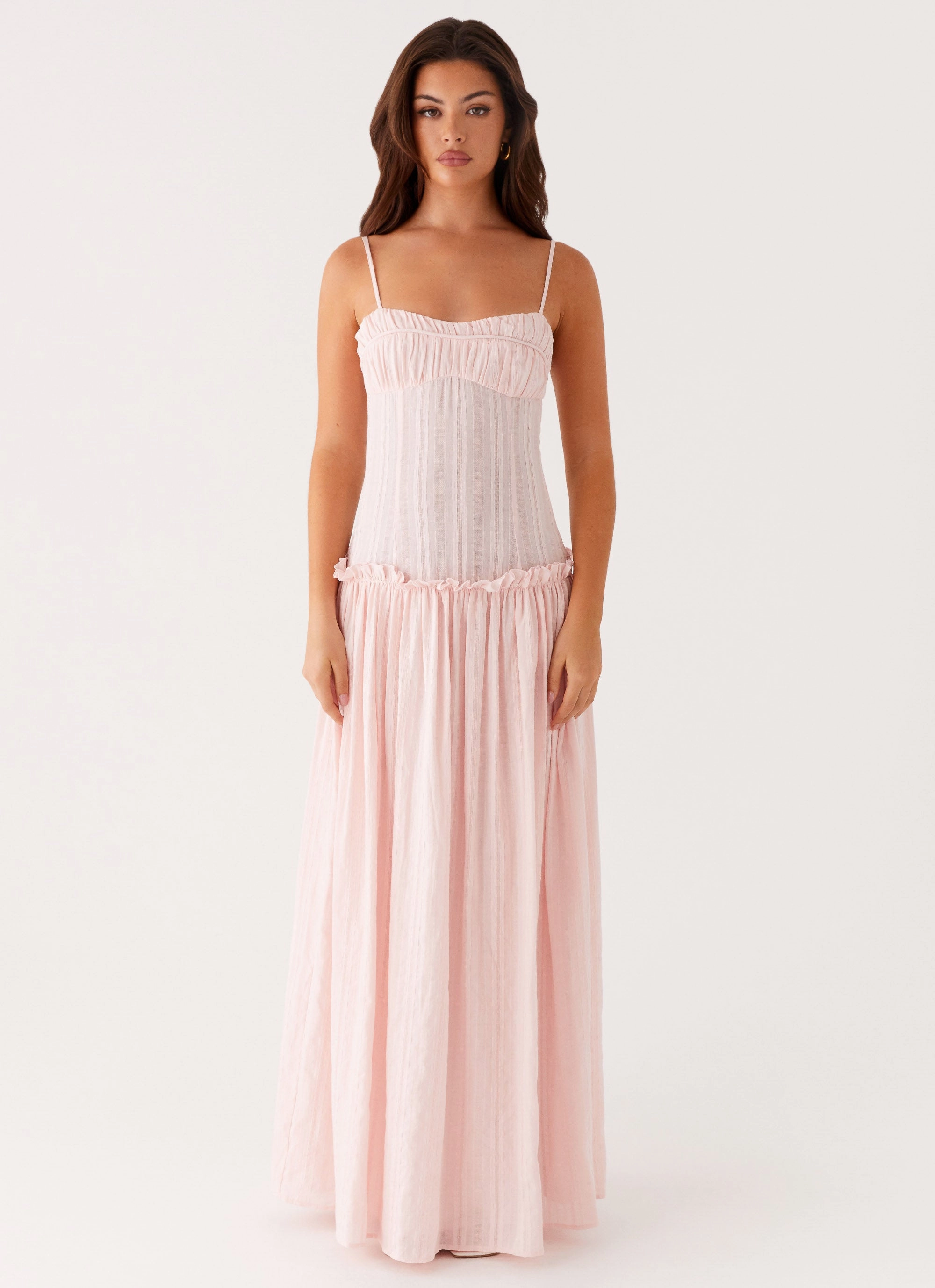 Street-Style Asymmetric-Neck Jacinda Drop Waist Maxi Dress - Pink
