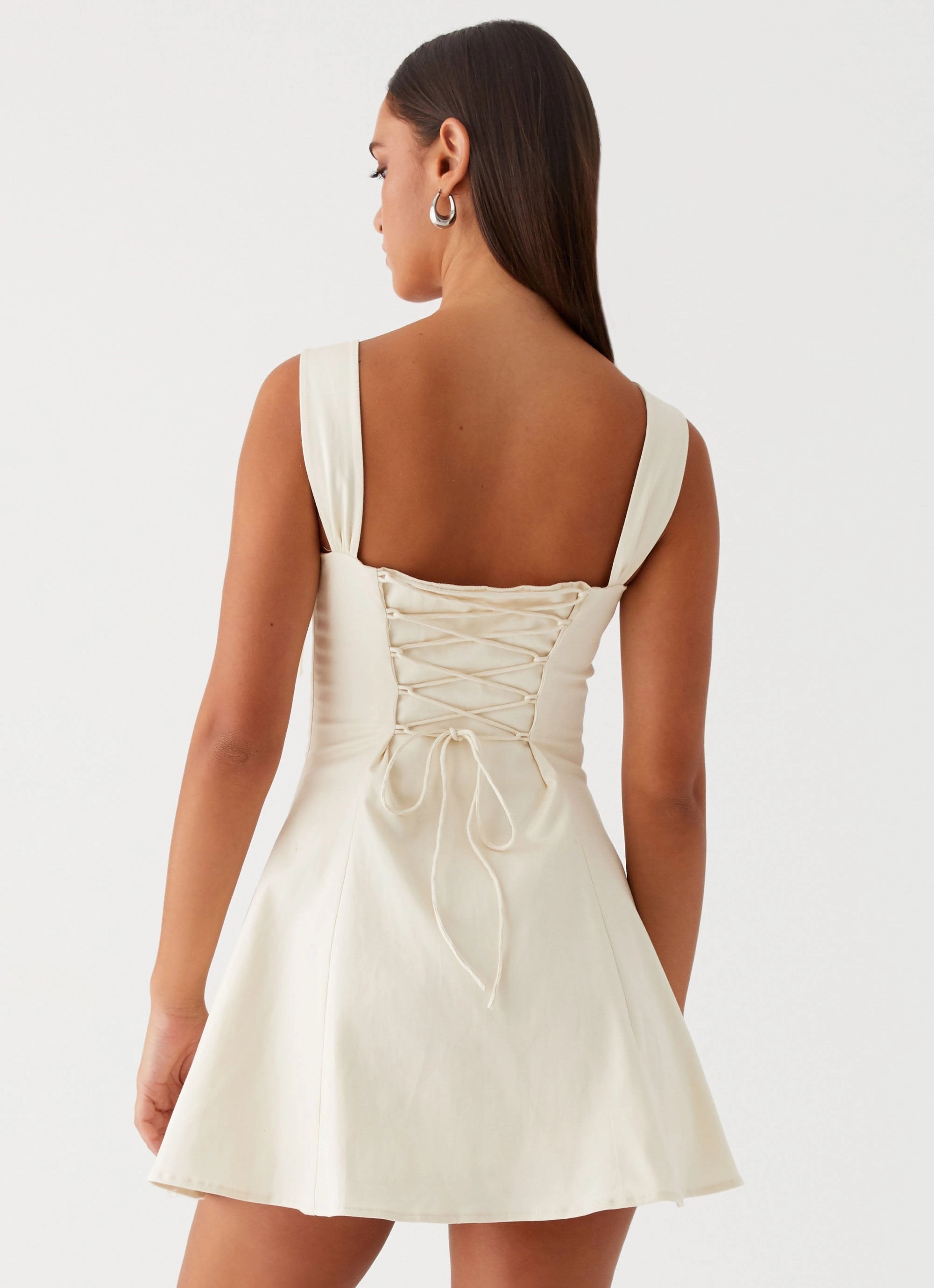 skin friendly Comfortable fit dress for all body types Jamaya Tie Mini Dress - Ivory