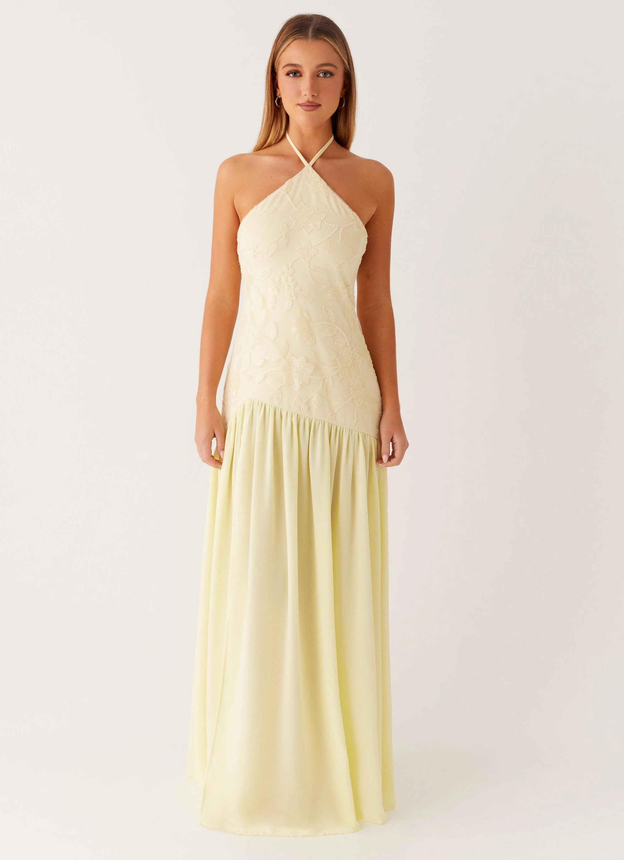 Janelle Beaded Maxi Dress - Yellow Soft Tone