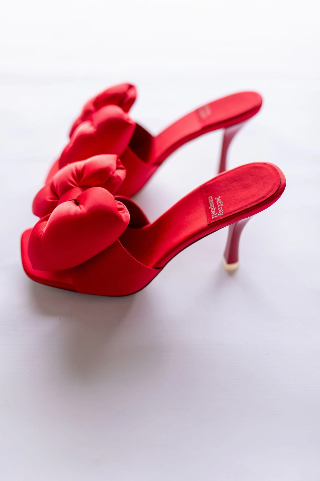 Jeffrey Campbell Deedee Red Satin Bow Heel luxe feel Luxury Heels for Office