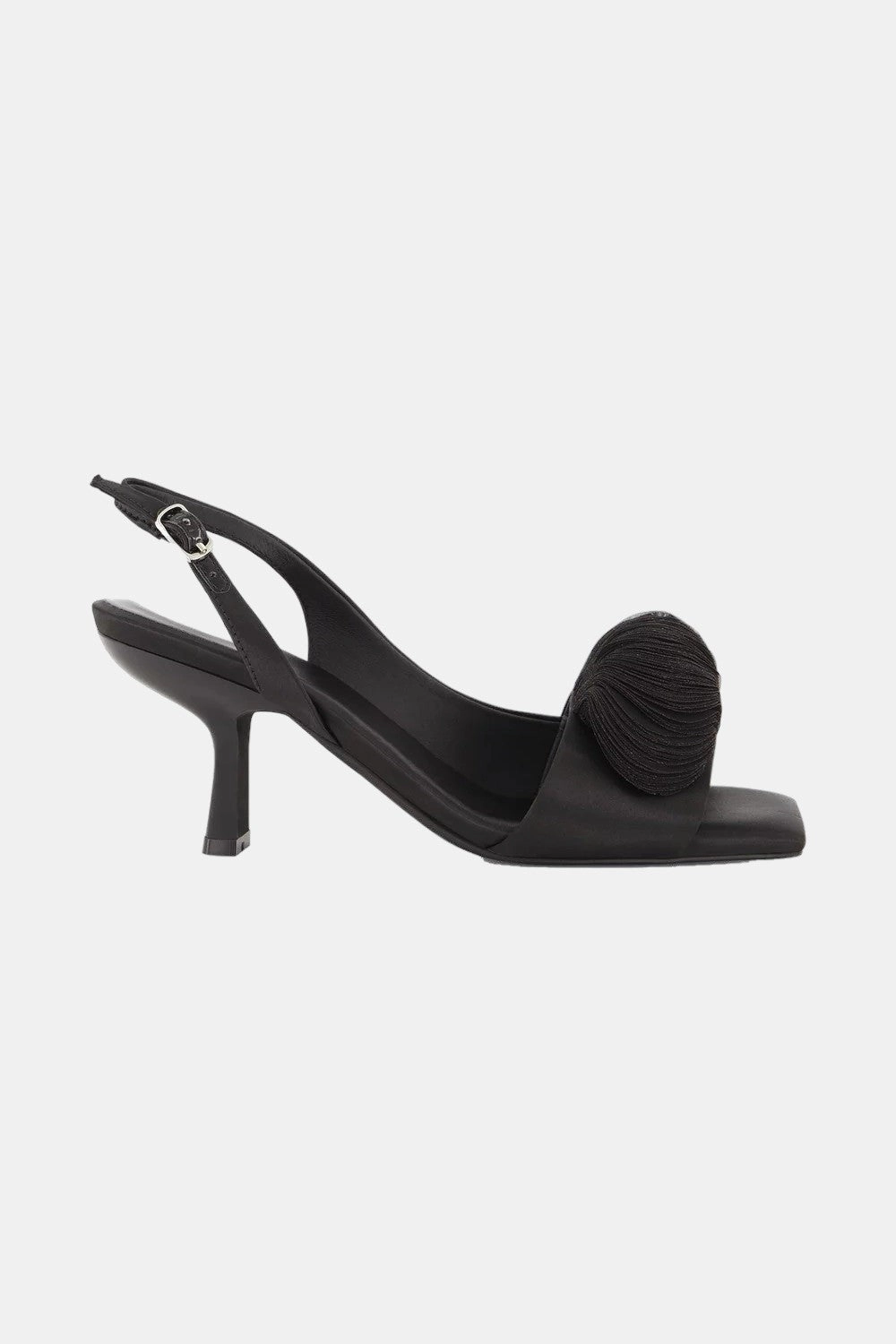 Jeffrey Campbell Duffy Kitten Heels in Black Satin Evening Stilettos Autumn Sandals