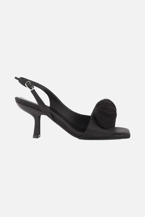 Jeffrey Campbell Duffy Kitten Heels in Black Satin Evening Stilettos Autumn Sandals