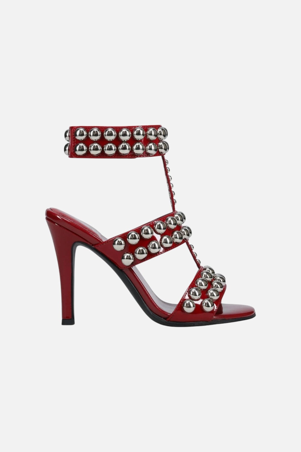 Jeffrey Campbell Engrailed in Red Patent Silver Wedding Footwear Comfortable Padding