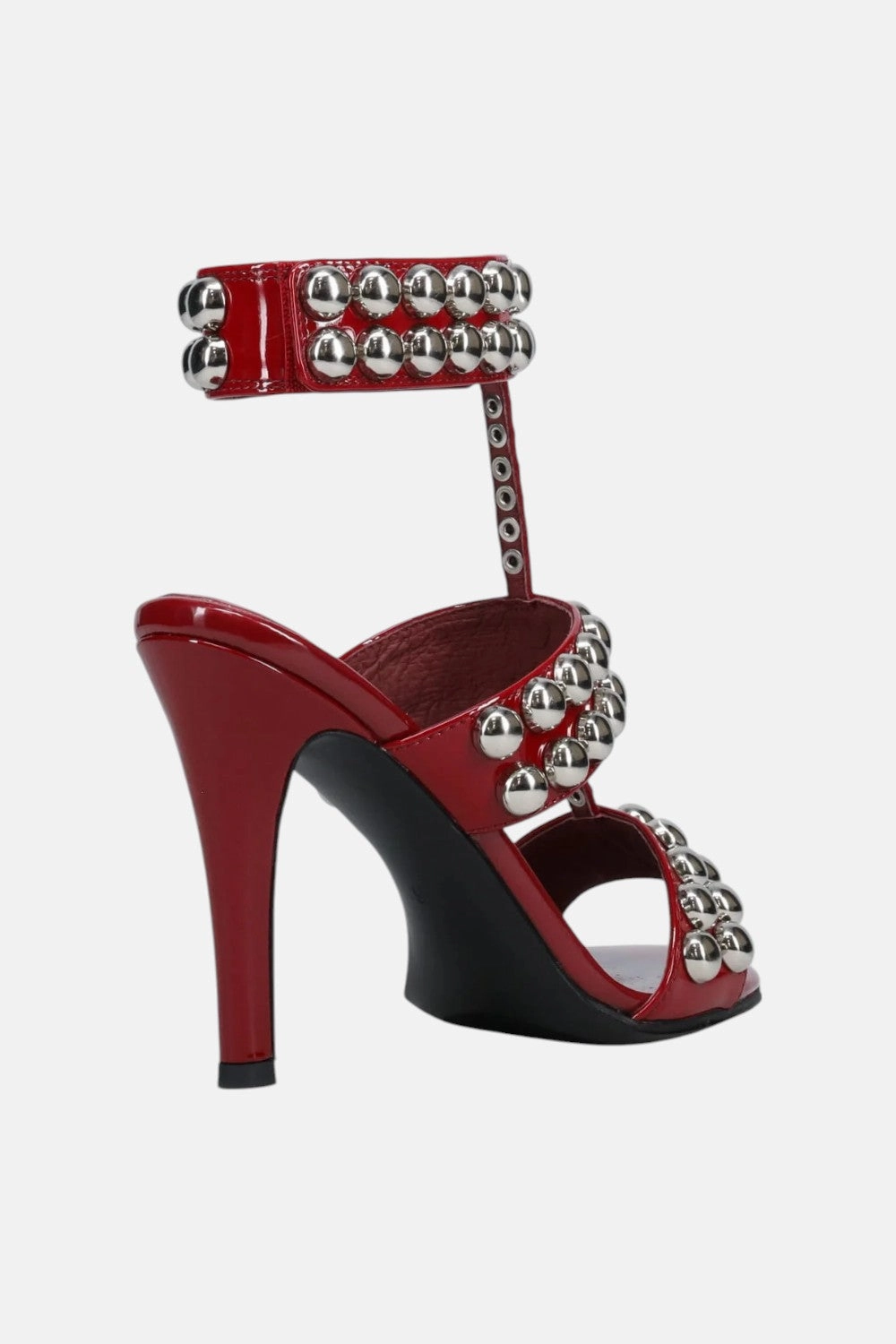 Jeffrey Campbell Engrailed in Red Patent Silver Soft Design Traction Outsole