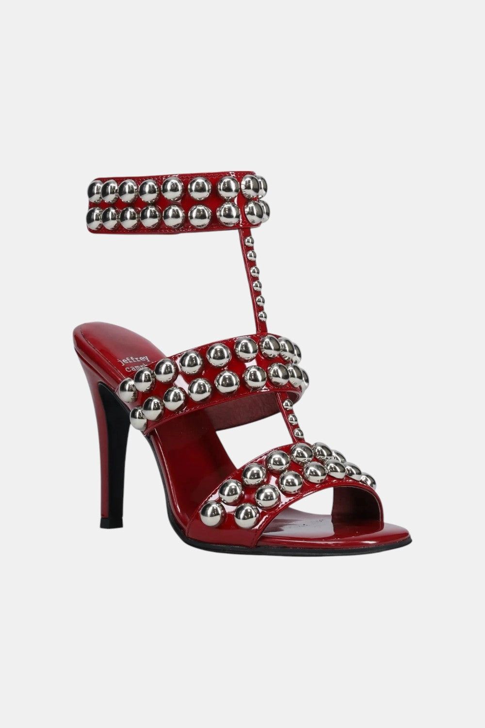 Bridal Shoes with Embellishments Tapered Heel Jeffrey Campbell Engrailed in Red Patent Silver