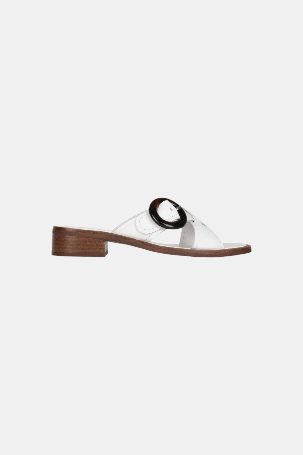 Jeffrey Campbell Glimpse Heeled Sandals in White Box Natural Stack Stable Heel