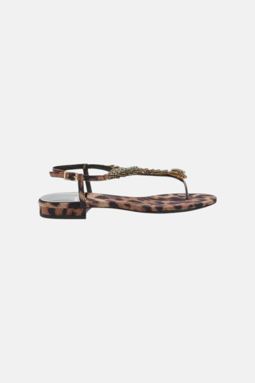 Jeffrey Campbell Kaa Snake Sandal in Black Beige Cheetah Satin Practical Design Compact Size