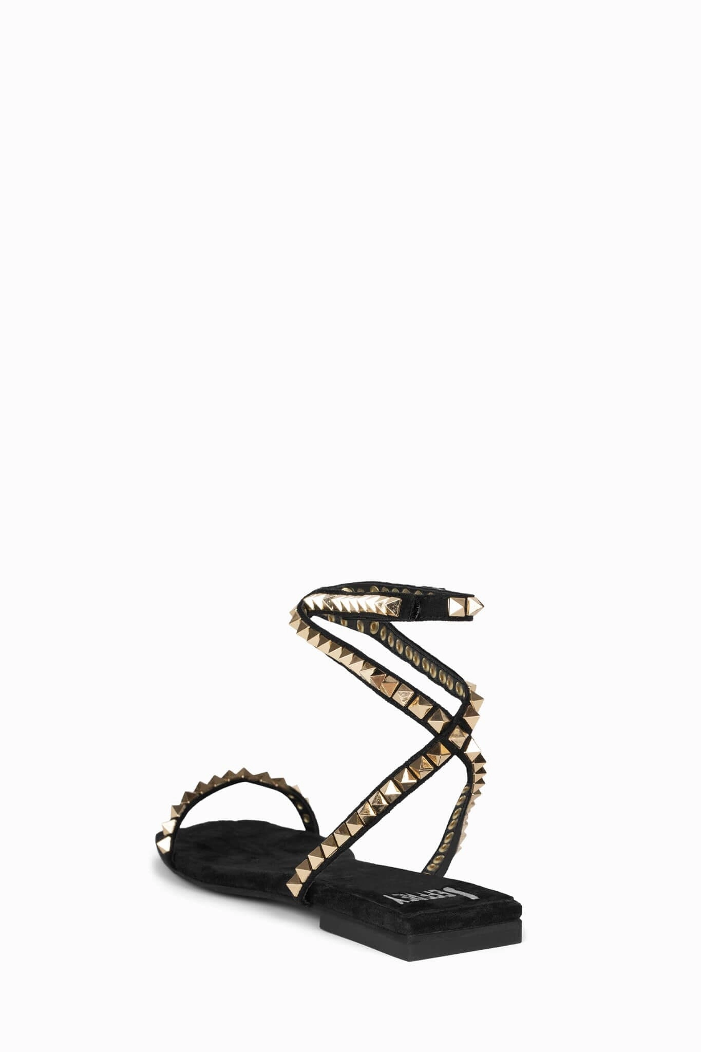 Jeffrey Campbell Luxor Ankle Sandals in Black Suede Gold Slip Comfort Sandals