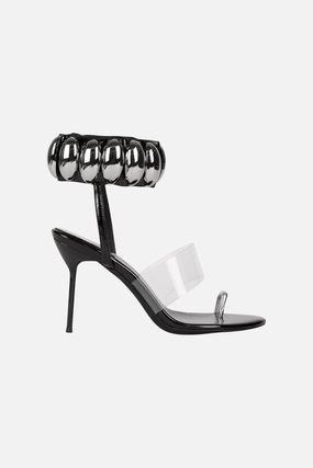 Jeffrey Campbell Occasion in Black Patent Silver Statement Color