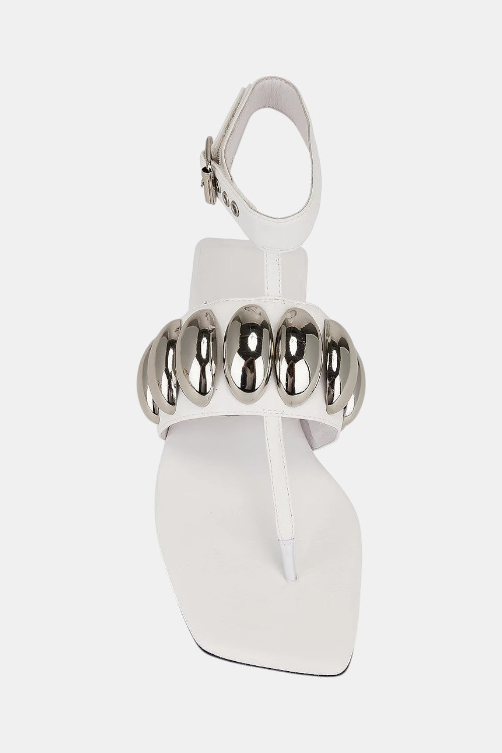 Jeffrey Campbell Resort Sandals in White Silver Effortless Slip Fit Elastic Fit