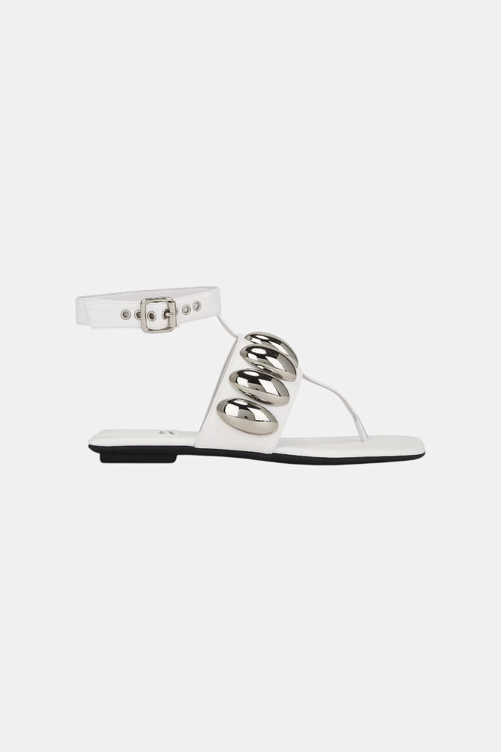 Jeffrey Campbell Resort Sandals in White Silver Microfiber Lining