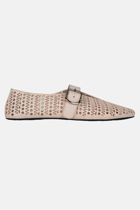 Jeffrey Campbell Shelly-LSR Flats in Natural Morning Step Outdoor Use