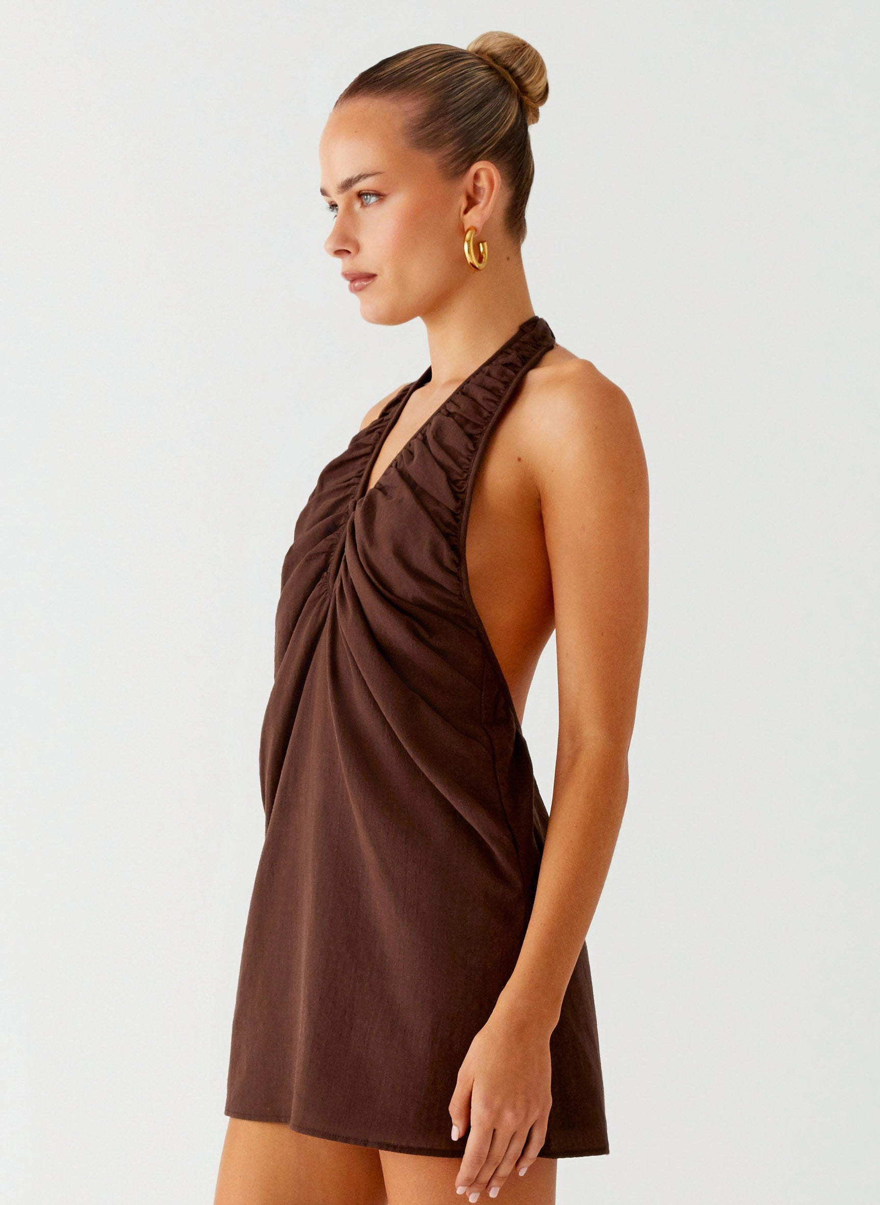 Casual Days Jepsen Halter Mini Dress - Chocolate