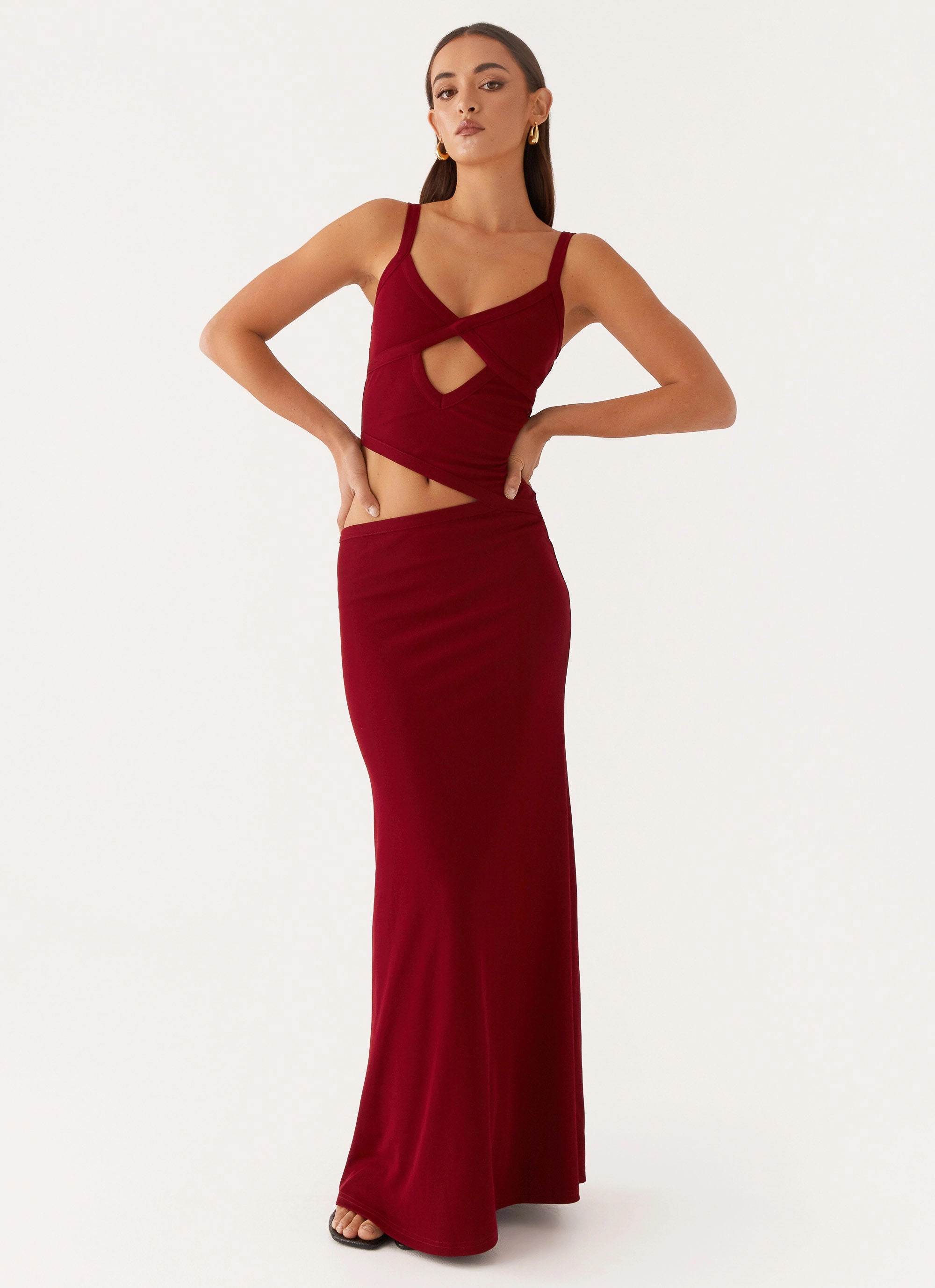 Jocelyn Maxi Dress - Maroon Light Mood Soft Neutral