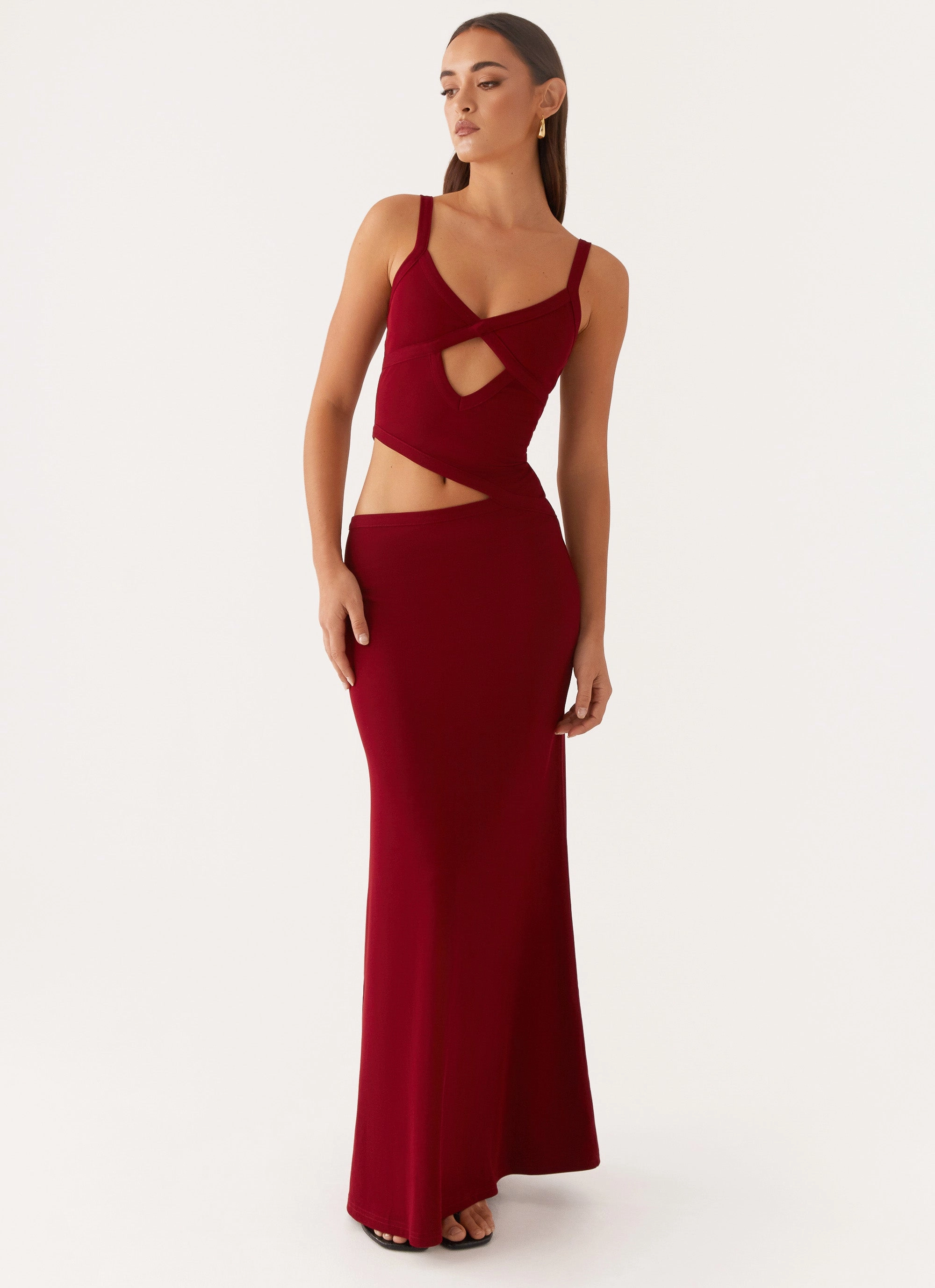 Jocelyn Maxi Dress - Maroon Basic Mood