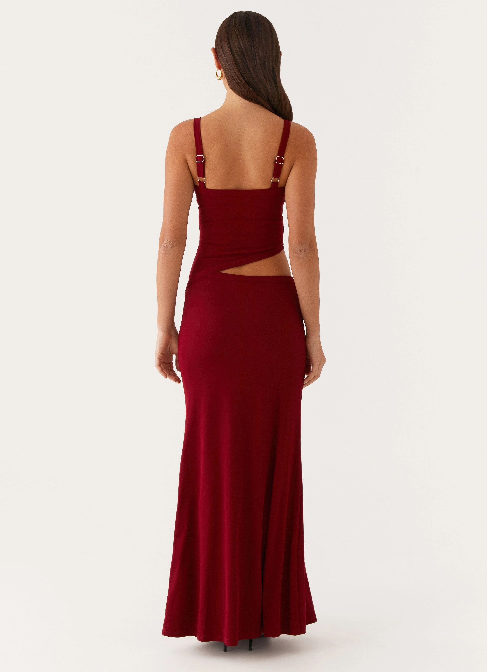 Invisible-Zip Jocelyn Maxi Dress - Maroon