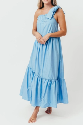 Versatile Cut Jordan One-Shoulder Maxi Dress in Carolina Blue - Bump Friendly *Final-Sale*