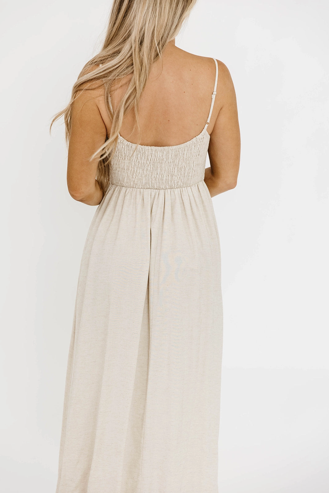 Josefina Smocked Maxi Dress in Natural - Bump Friendly Daily Favorite Trendy Fit Look