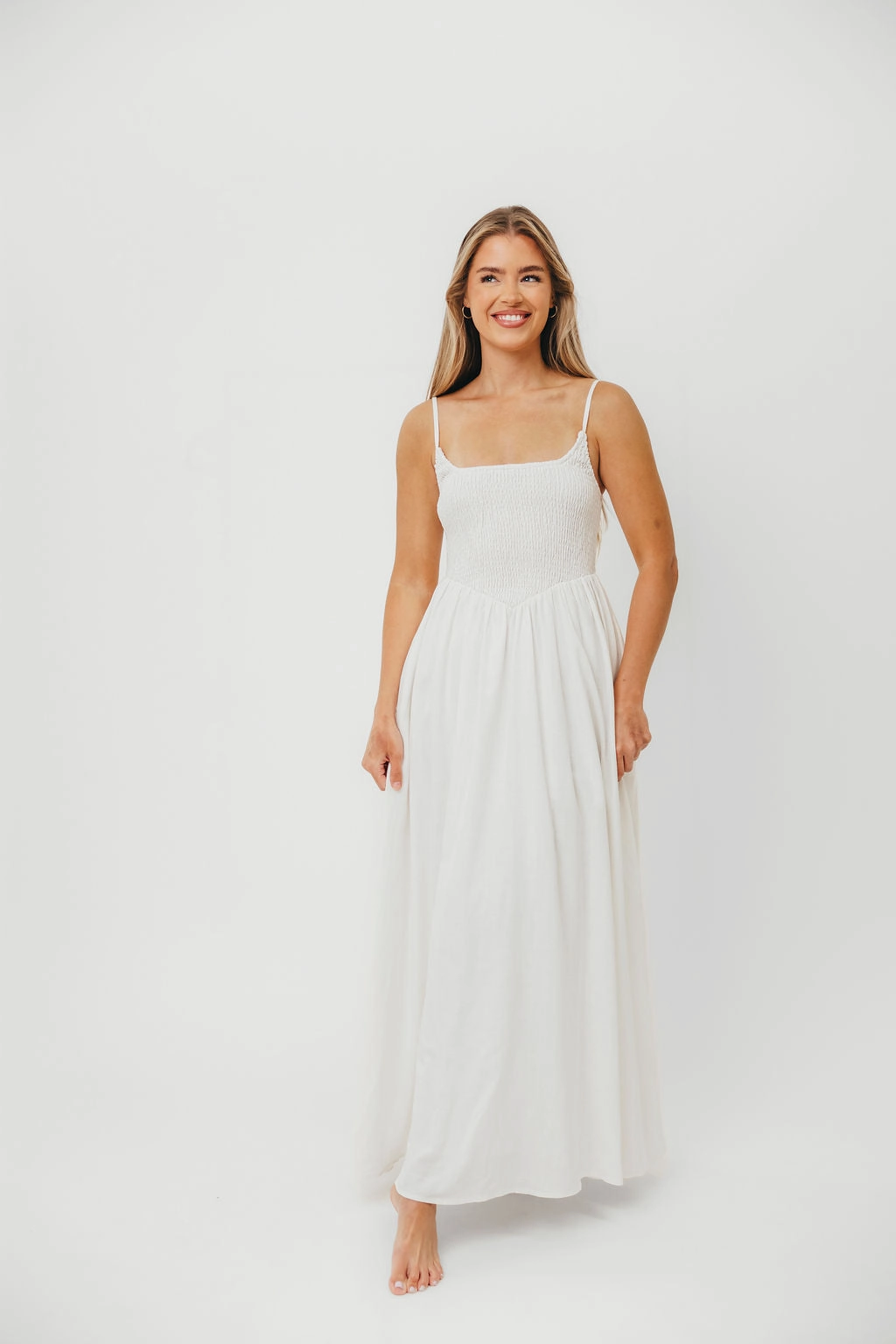 Josefina Smocked Maxi Dress in Off White *Final-Sale* New Mood Soft Touch