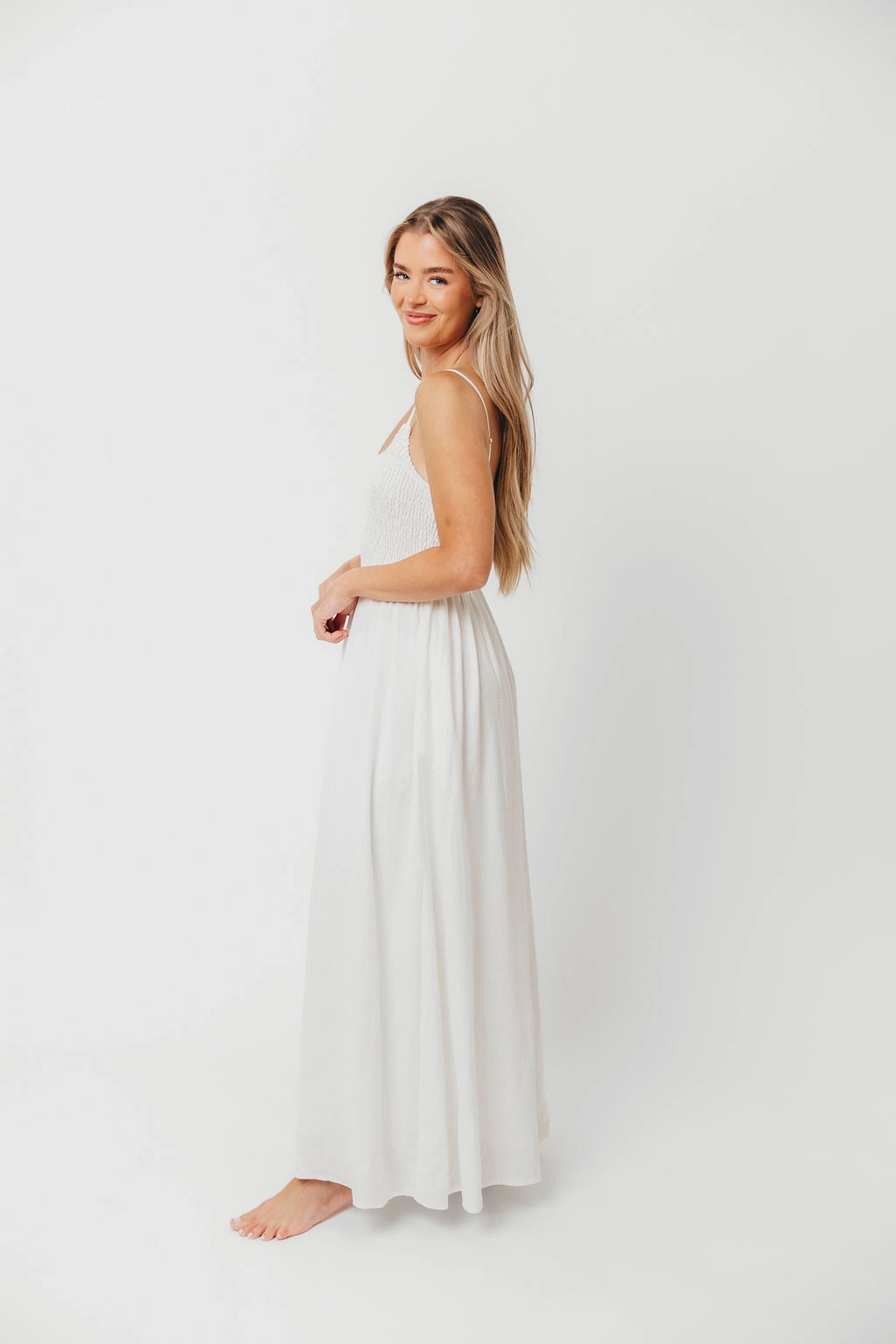 Josefina Smocked Maxi Dress in Off White *Final-Sale* Modern Layers Polished Style