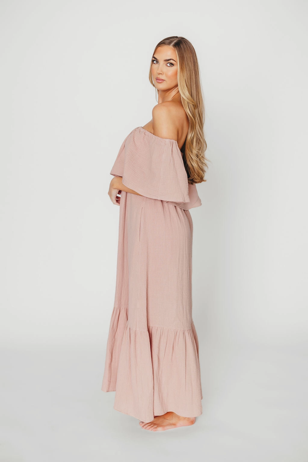 Limited-Edition Relax Style Josie 100% Cotton Maxi Dress in Rose - Bump & Nursing Friendly *Final-Sale*