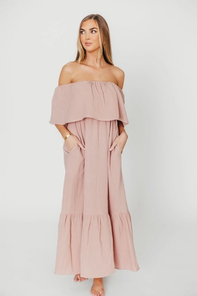 Semi Sheer Josie 100% Cotton Maxi Dress in Rose - Bump & Nursing Friendly *Final-Sale*