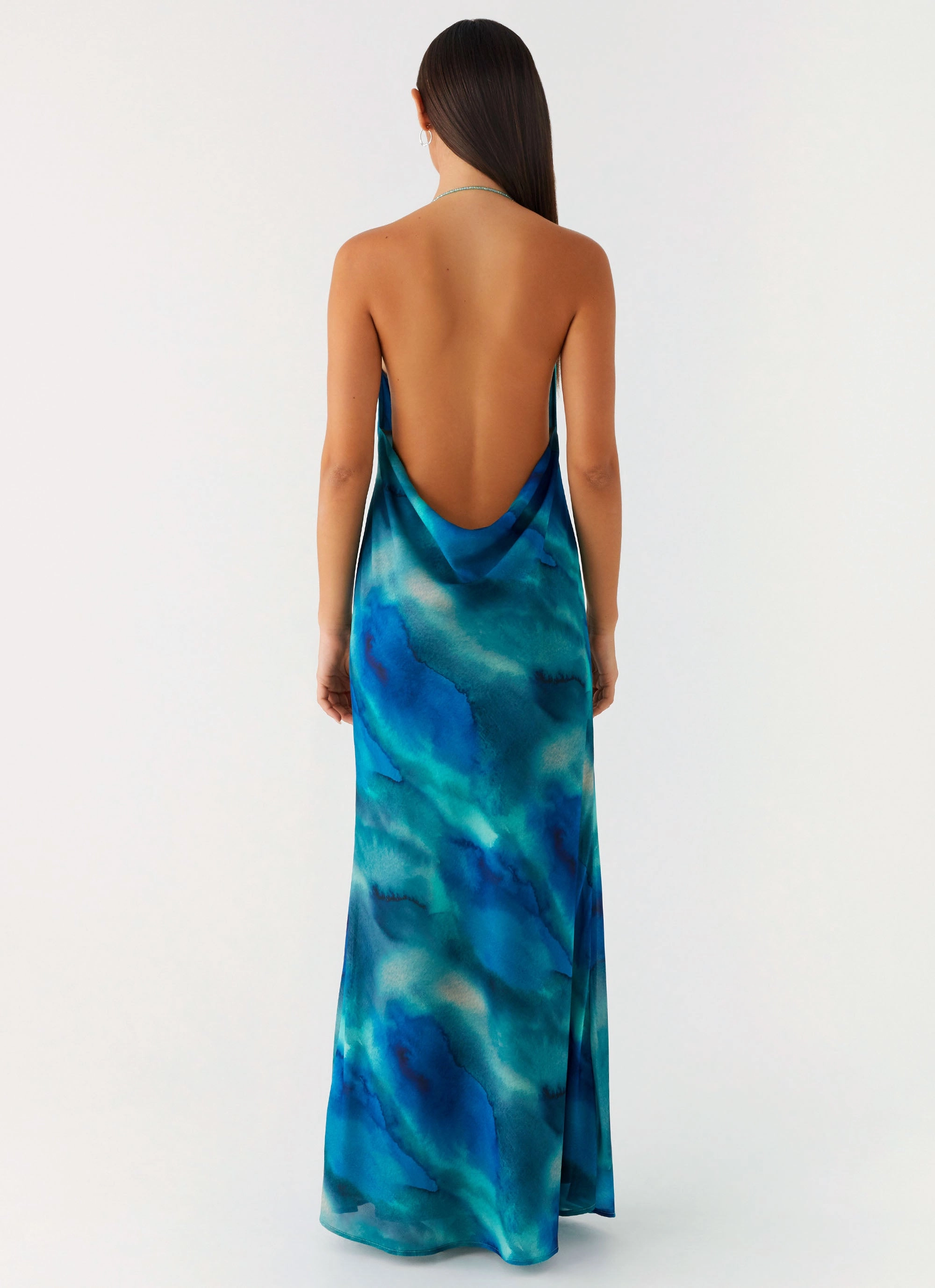 Elegant Look Event Glow Journey Maxi Dress - Blue Tie Dye