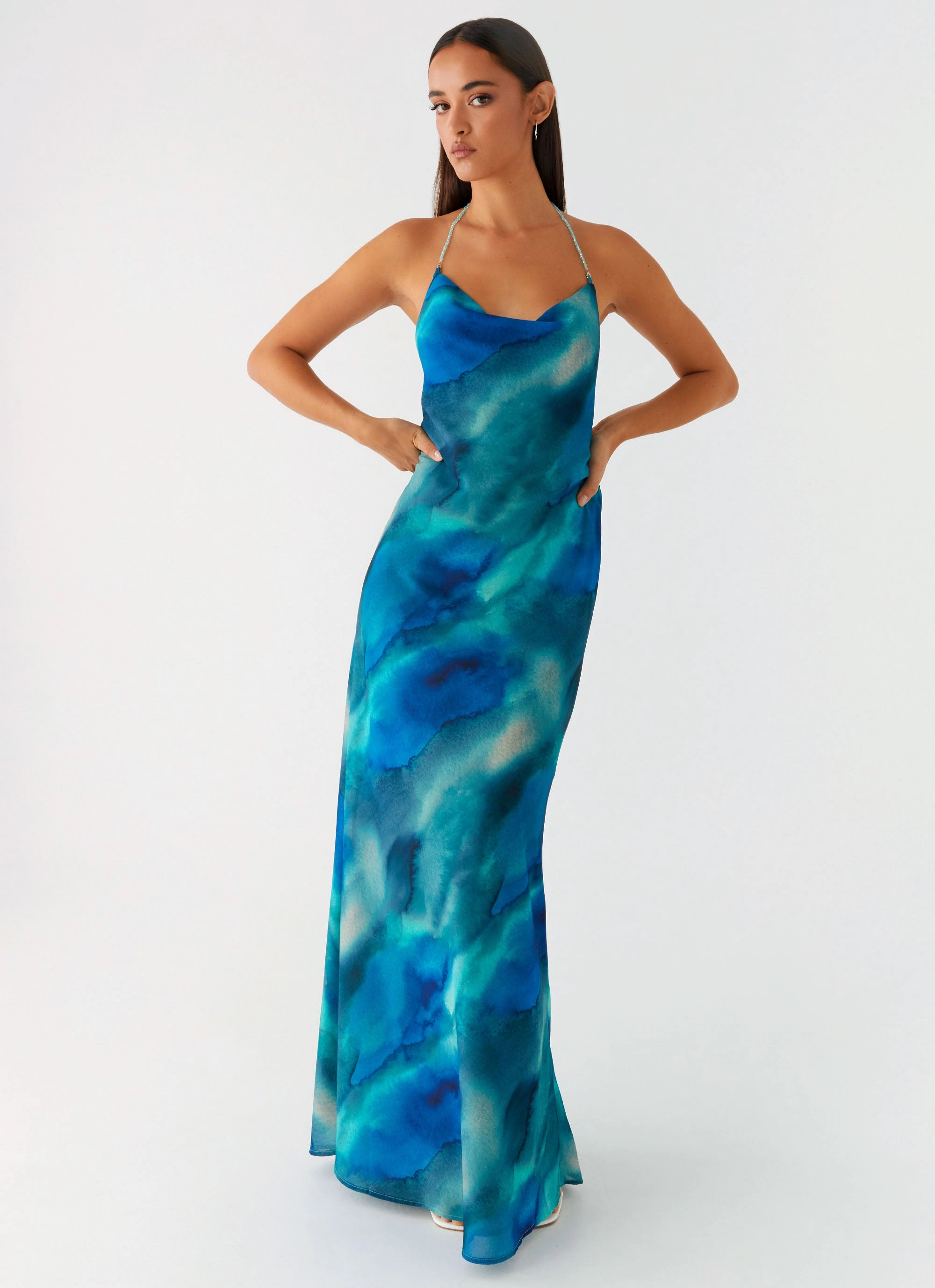 Cozy Base Pure Stitch Journey Maxi Dress - Blue Tie Dye
